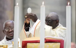 Cardinal Robert Sarah offers Mass in St. Peter's Basilica for his 50th anniversary of priesthood in 2019. Credit: Evandro Inetti/CNA.